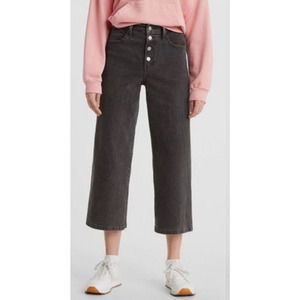 Levi’s Mile High Cropped Wide Leg High Rise Jeans Black Wash / Grey Size 29